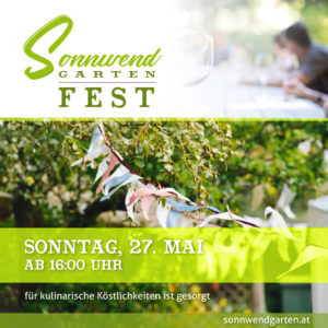Sonnwendgartenfest, Sonntag, 27. Mai ab 16:00 Uhr